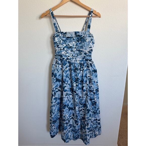 Abercrombie & Fitch Womens Emerson Poplin Blue Floral Stap Dress Size Small - Picture 1 of 9